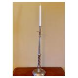 Large Polished Brass Floor Candlestick with Barley