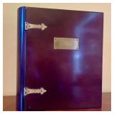 Large Wooden Book Shaped Storage Box with Brass Ha