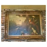 Edward S Oil on Canvas Tropical Bird Menagerie in