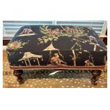 Victorian Style Upholstered Ottoman with Chinoiser