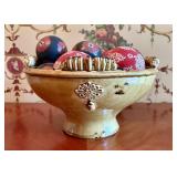 Glazed Earthenware Pedestal Centerpiece Bowl with