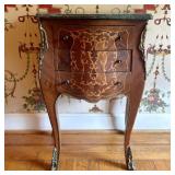 Louis XV Style Petite Bombe Commode with Green Mar