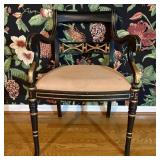 Regency Style Ebonized and Gilded Open Armchair