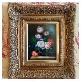 H. Holls Still Life Floral Oil Painting in Gilded