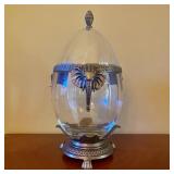 Large Blown Glass and Cast Metal Egg Shaped Center