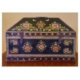 Early Floral Hand Painted Wooden Trunk