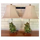 A Pair of Large Glazed Ceramic Frog Table Lamps, O