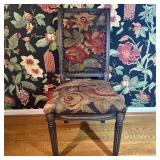 Neoclassical Style Side Chair with Floral Needlepo