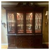 Universal Furniture Mahogany Two Piece Lighted Bre