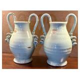 A Pair of Large Earthenware Amphora Vases with Tri