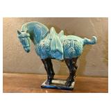 A turquoise-glazed earthenware caparisoned horse i