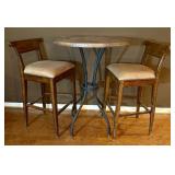 Three Piece Bar Height Bistro Set with Hammered Co