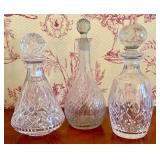 Three Vintage Cut Crystal Decanters Including Wate