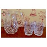 Five Piece Cut Crystal Pitcher and Tumbler Set