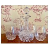 A Set of Cut Crystal Stemless Tumblers and a Handl