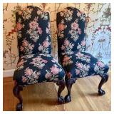 A Pair of Queen Anne Style Upholstered Side Chairs