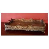 Castilian Large Rectangular Brass Gallery Tray wit