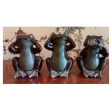 Trio of Large American Two Tone Drip Glaze Ceramic