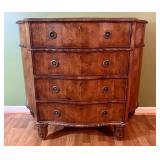 Italian Baroque Style Bombe Fruitwood Chest of Fou