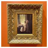 Continental School Interior Scene Oil Style Painti