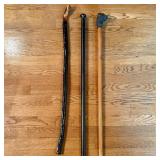 Three Vintage Walking Canes Including Blackthorn a