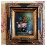 European School Still Life of Flowers in a Gilded