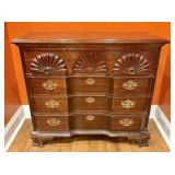 American Drew Mahogany Block Front Shell Carved Ba