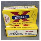 Western 25 Auto Ammo, 50 Grain, 50 rds per box