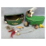 Vintage Tin Fly Fishing Belt Boxes & Flies