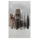3 Fixed Blade Knives & Straight Razor
