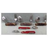 4 Folding Spoon & Fork Knives, Has rust spots 4 Folding Spoon & Fork Knives, Has rust spots
