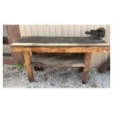 Nice Wooden Work Bench w/ Heavy Vise/Anvil Nice Wooden Work Bench w/ Heavy Vise/Anvil