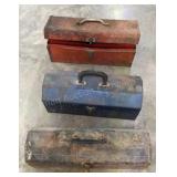 3 Rough Metal Tool Boxes 3 Rough Metal Tool Boxes