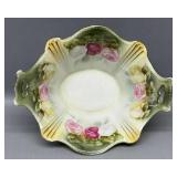 Unusual RSP Bowl w/ Roses - 8in Across Handles