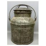 Galvanized Milk Can With Lid & Bail 12in Tall