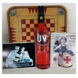 Carom Board & 3 Tin Signs