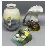 3 Royal Bayreuth Small Pieces, Swan Butter Top,