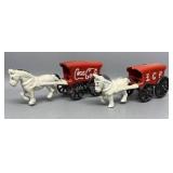 Pair of Cast Iron Horses & Wagon