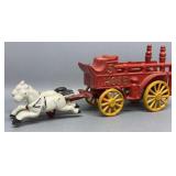 Cast Iron Horse Drawn Fire Engine 12in