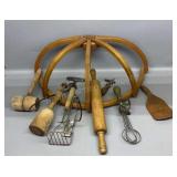 Wooden Utensil Rack - Butter Mold, Masher,