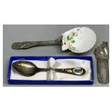 Pair of Sterling Spoons & A Sterling Mule Clip