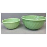 2 Fire King Jadeite Swirl Mixing Bowls, 6in