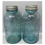 2 Blue 1/2 Gallon Ball Jars