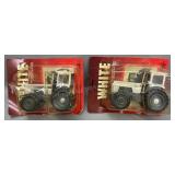 Pair of White Toy Tractor Banks by Scale Models