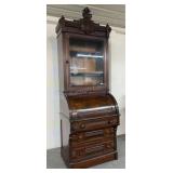 Victorian Walnut Cylinder Desk - Single Door Top