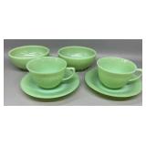 Pair of Fire King Jadeite Teacups/Saucers & Pair