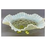 Uranium Glass Footed Bowl 9in