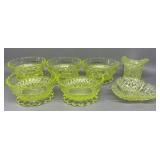 Vaseline Glass Berry Dishes & Toothpick