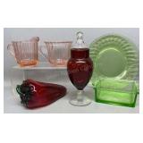 Pink & Green Depression Glass Pepper