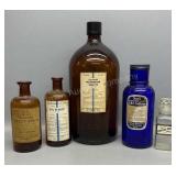 5 Glass Pharmaceutical Bottles 5-13in